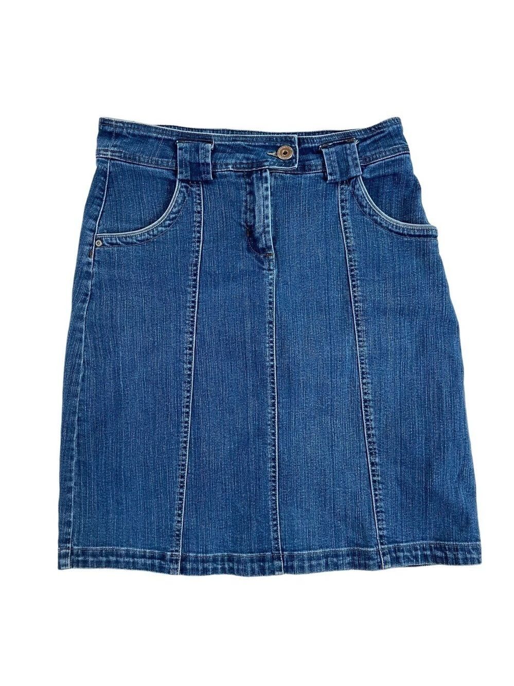 Chlorophylle Odyssey denim skirt stretch organic cotton blend knee length flap 8